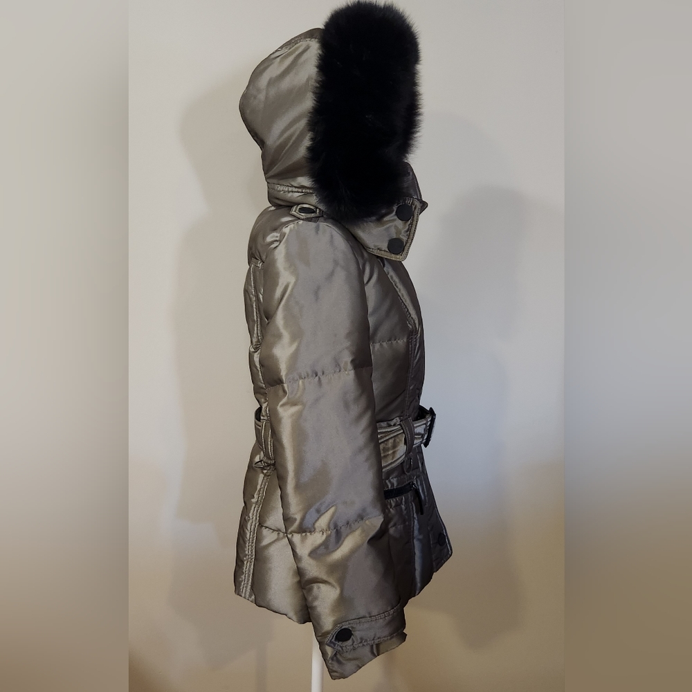 Women's Metallic Jacket with Fur Trim - Picture 2 of 16